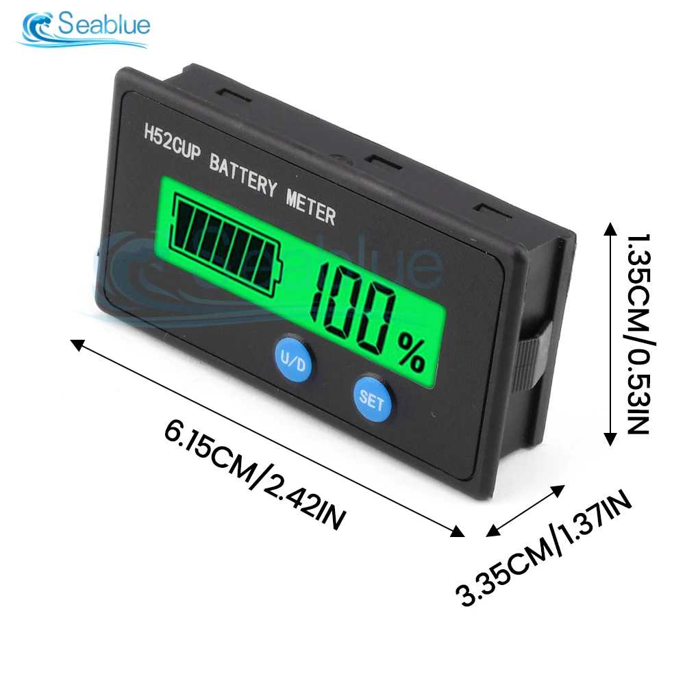 H52 Battery Capacity Indicator 12V 24V 36V 48V 60V 72V Lead Acid Lithium LiFePO4 Voltmeter Voltage Gauge for Car Motorcycle