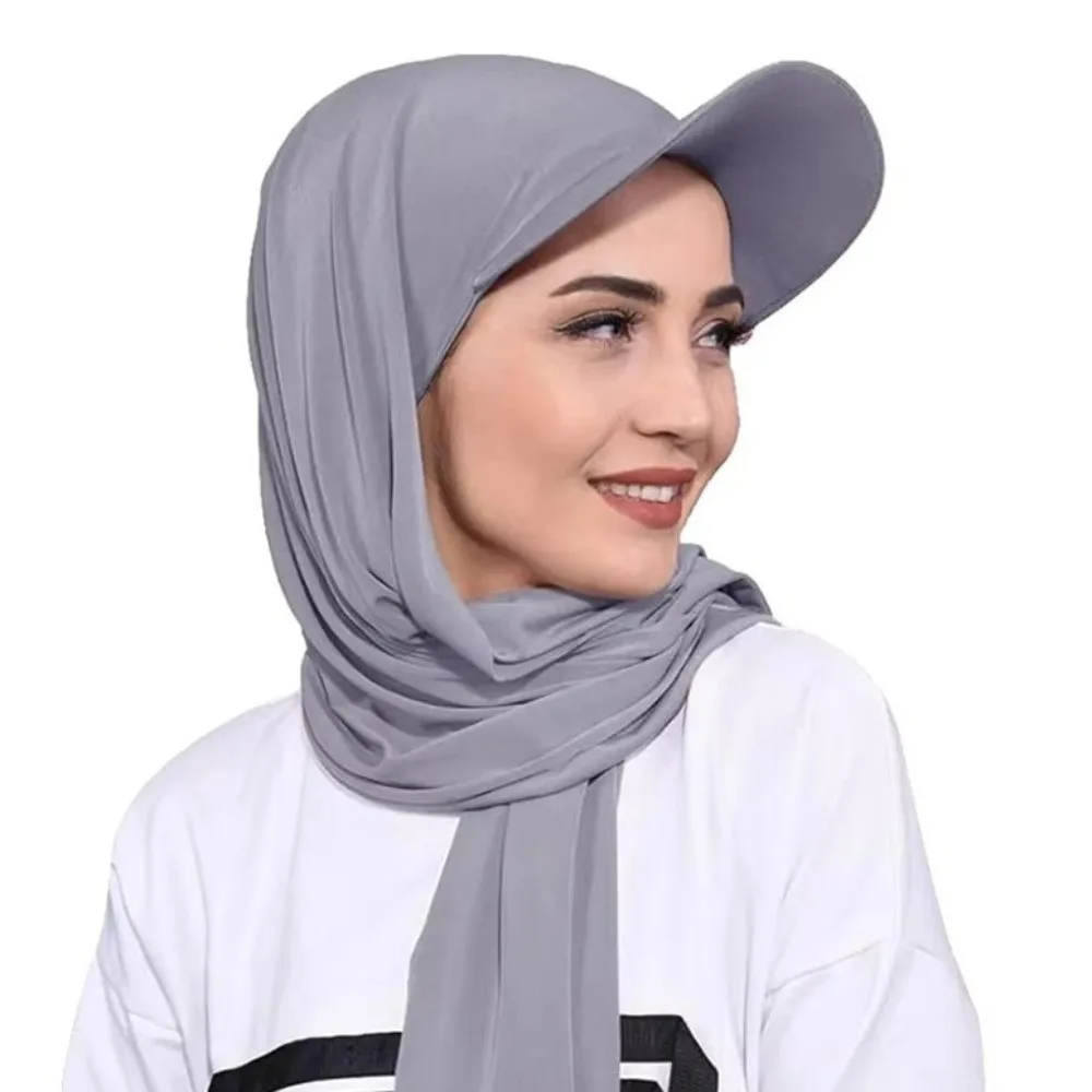 

Универсальная однотонная кепка-бандана с козырьком, простая регулируемая шапка-хиджаб, дышащая полиэстеровая шляпа-тюрбан с защитой от солнца для повседневного ношения
