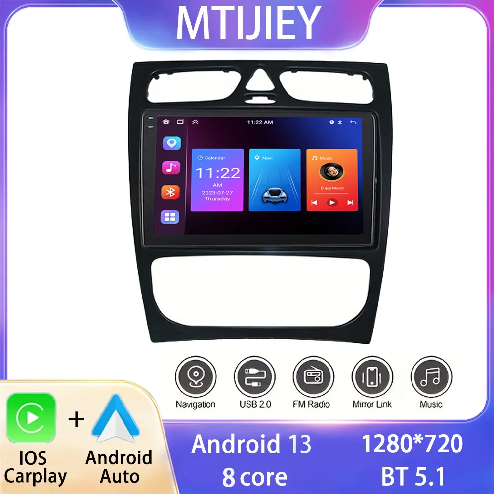 

BENZ C CLASS(W203)2002-2004/For BENZ CLK-CLASS(W209)2002-2006 9-inch Android 13 Car Auto Radio Built-in Wireless Android Auto