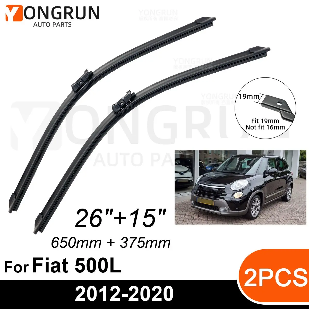 

Car Front Windshield Wipers For Fiat 500L 2012-2020 Wiper Blade Rubber 26"+15" Car Windshield Windscreen Accessories