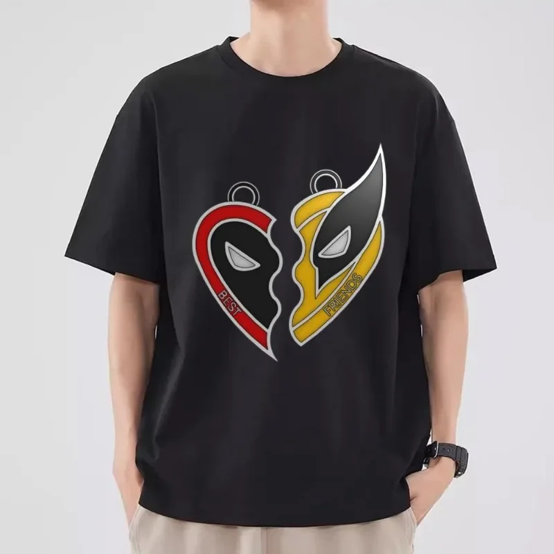 مينيسو ديدبول ولفيرين تي شيرت الرجال زوجين مزيج الملابس قصيرة الأكمام طوق موضة تي شيرت رجل كول القطن للجنسين بلايز #6