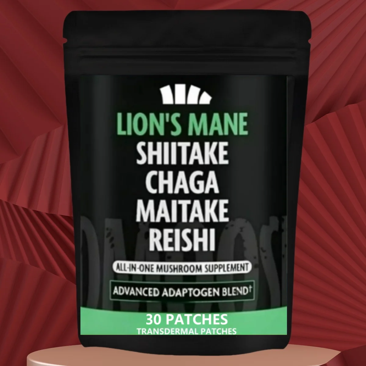 Parches Transdérmicos 5 en 1 con Complejo de Hongos: Melena de León, Chaga, Maitake, Shiitake, Reishi, para la Concentración y la Memoria, 30 Parches