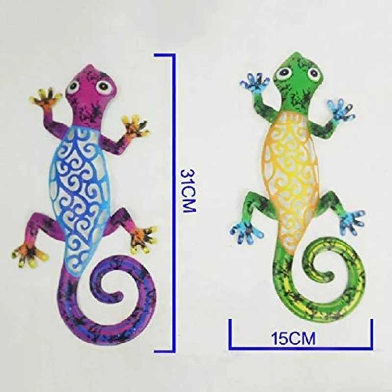 Metal Gecko Outdoor Wall Decor Lizard Art Hanging For Outdoor Backyard Porch Home Patio Lawn Fence Decorations Wall