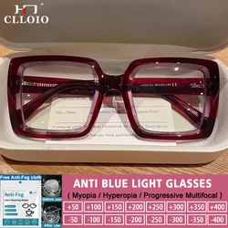 CLLOIO Square Anti-blue light Large Frame Eyeglasses fashion street Optical Reading Glasses ladies Customization Myopia Glasses