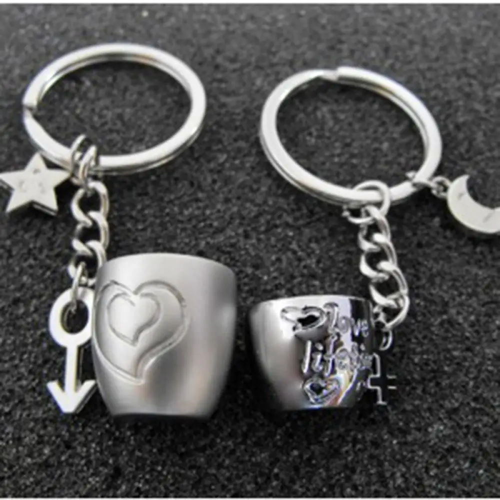 Love Cup Pendant 3D Heart Keychain Cute Keyring Gift Keychain Keyfob Lover Gift