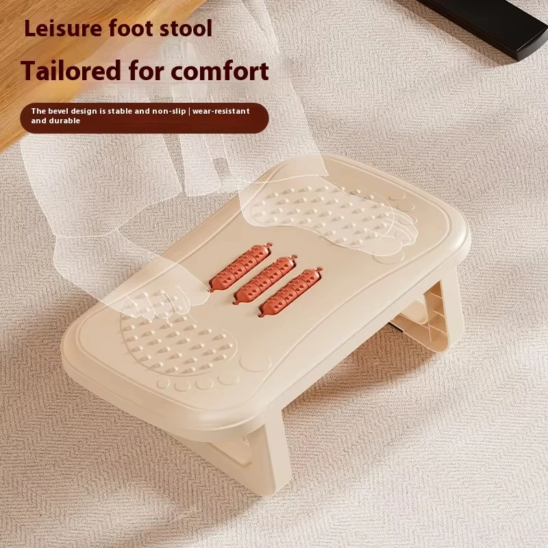 Under Desk Footrest, Ergonomic Foot Stool with Massage Rollers Desk Leg Rest Pain Relief for Home Office Work