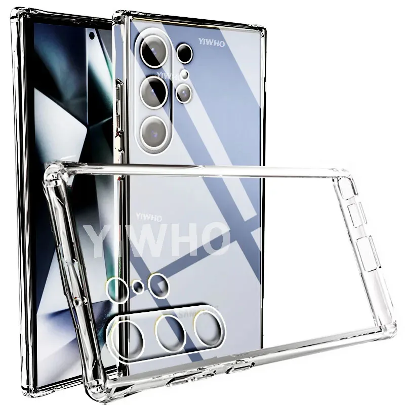 For Samsung Galaxy S24 Ultra S23 S21 FE S22 Plus S23fe Transparent Phone Case Shockproof Clear Silicone Bumper Soft Back Cover