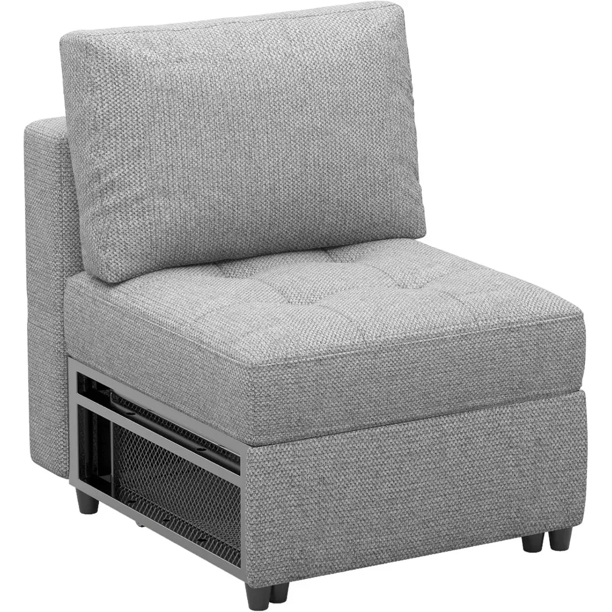 

Fabric Accent Side Sofa Armless Couch Chair Modern Single Seat Module for Modular Sectional Sofa Pull Out Sofa Couch Light Grey