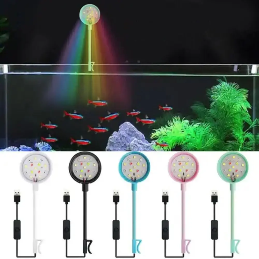 LED Aquarium โคมไฟสีไฟคลิป Aquarium Plant Light การหมุน 360 องศา Mini Fish Tank โคมไฟสัตว์เลื้อยคลานสัตว์