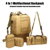 4-in-1 Backpack 55l Tactical Backpack Outdoor Multi-purpose Wear Resistant Sports Bag Men Camping Hike Mountain Trip Training