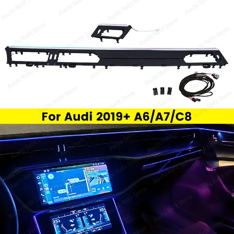 차량용 LED 계기판 책상 램프, 32 색, 아우디 A6 A7 C8 2019-2024, 자동차 실내 센터 콘솔, 앰비언트 라이트 장식 램프 부품