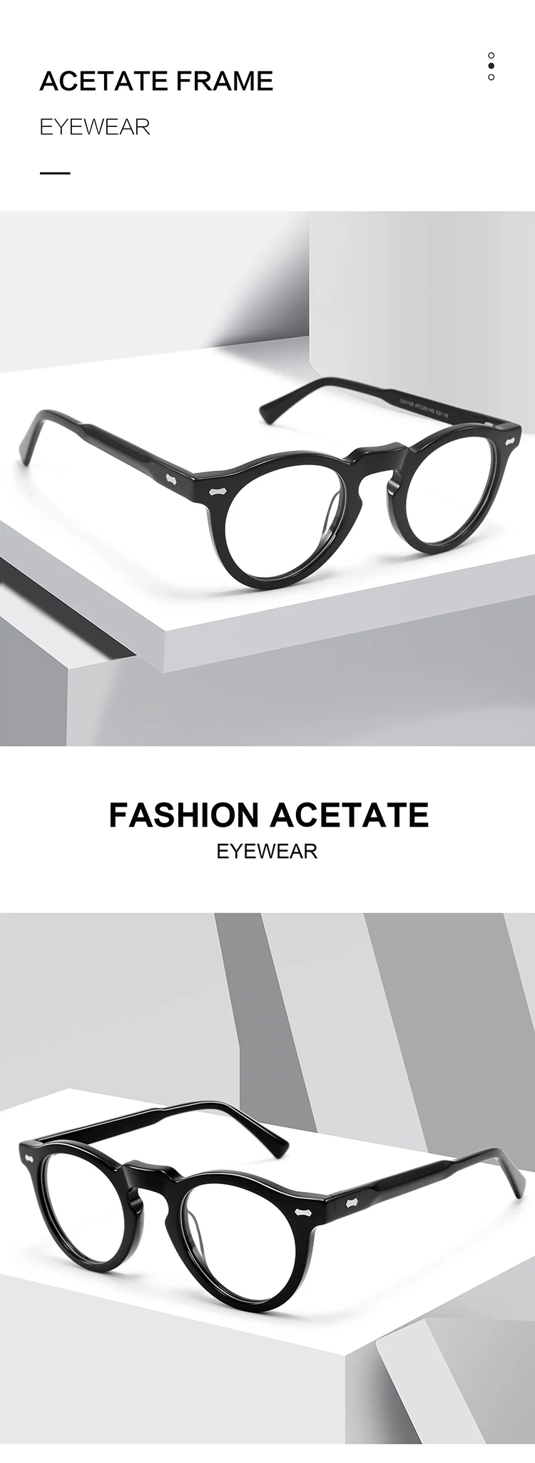 ALICIA Neue Luxus Acetat Brillen Mode Retro Runde Brillen Kleine Größe Spektakel Optische Verordnung Rahmen Mann Frau – Detail 2