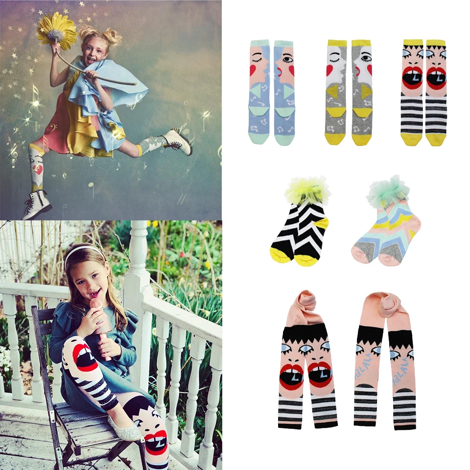 

RAS Girls Cartoon Socks Kids Print Graffiti Stockings Children Cotton Leggings Spring Autumn Baby Brand Clothes 0-6 Years