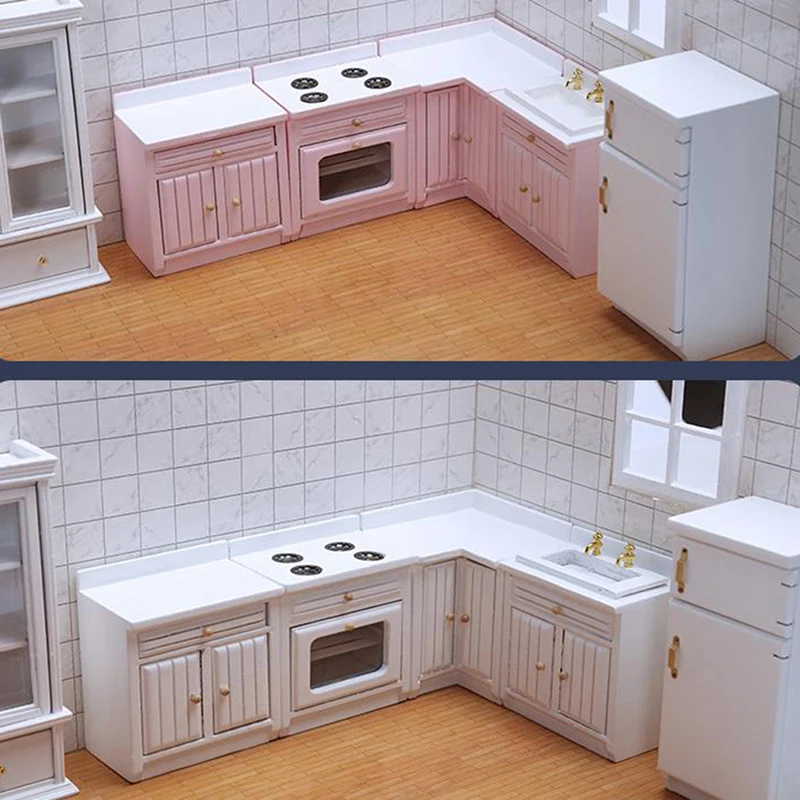 1:12 Dollhouse Miniature Wooden Kitchen Furniture Cabinet Dollhouse Accessories