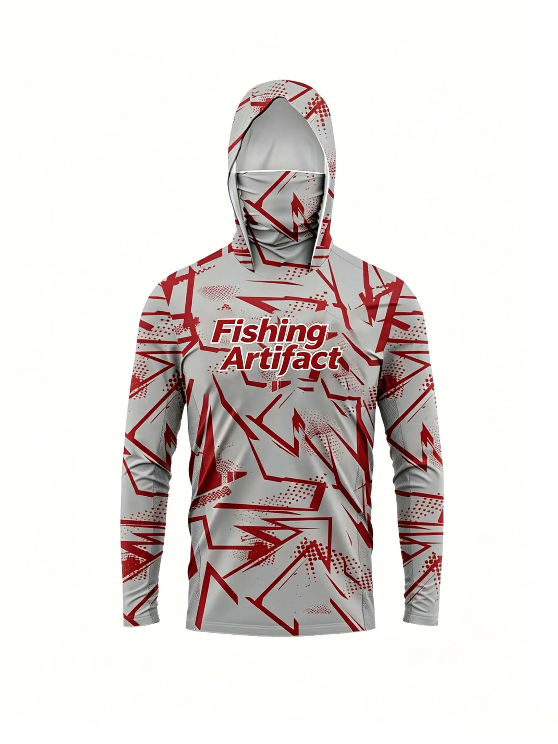 Men Summer 3D‑Printed Fishing Hoodie With Face Mask Black White Splash Camo Quick Dry Breathable Long Sleeve Fishing Shirt - view 3