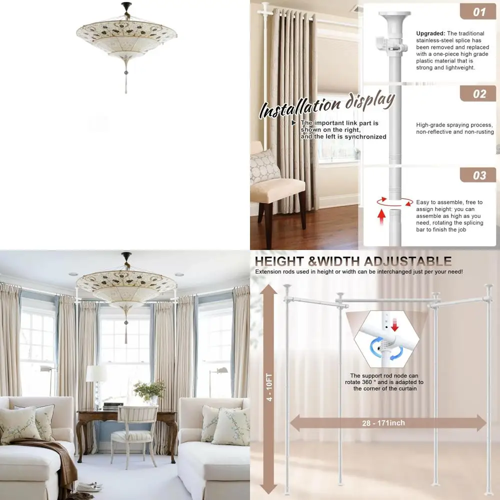 

Adjustable Heavy-Duty Floor-to-Ceiling Room Divider Curtain Rod, No-Drill, Wide Space Partition, 28-171 Width, 48-120 Height