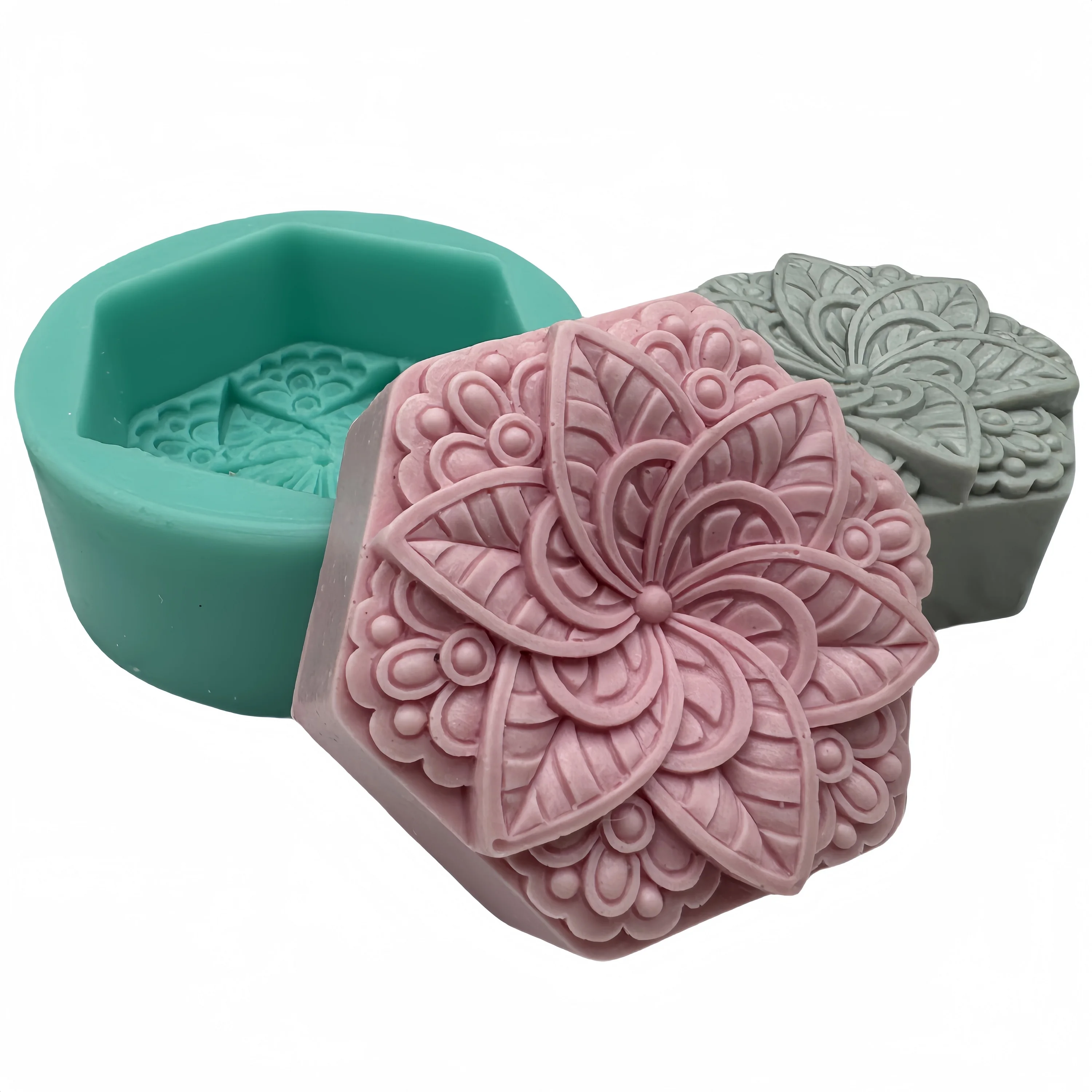 

Kaleidoscope Flower Soap Mold, Hexagonal Silicone Molds for Candle Wax,Aroma Plaster ,Resin Decorations Mould