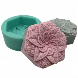 Kaleidoscope Flower Soap Mold, Hexagonal Silicone Molds for Candle Wax,Aroma Plaster ,Resin Decorations Mould