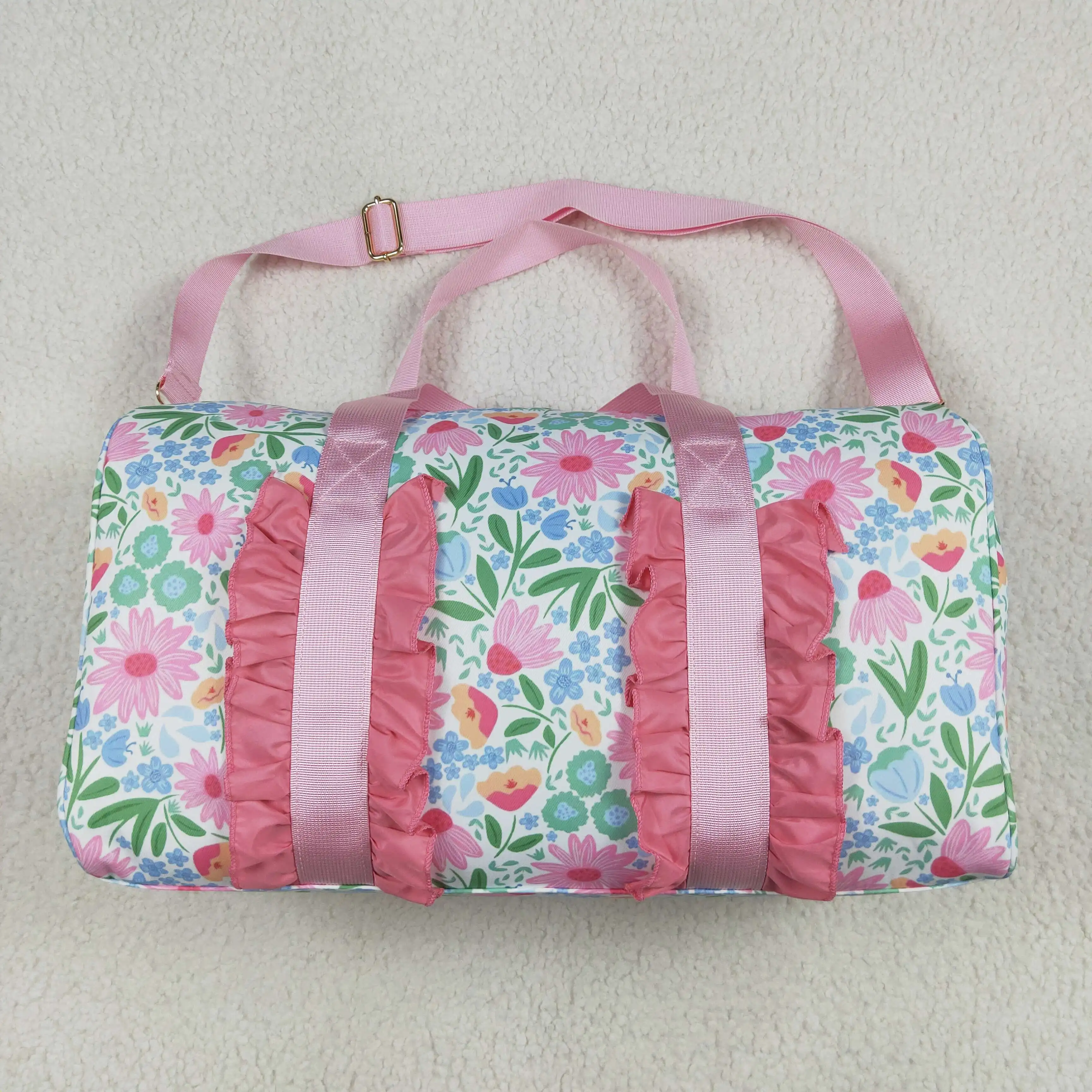 Kids Adult Floral Ruffle Large Capacity Sports Weekend Trip Overnight Portable Luggage Children Teenagers Dance Gym Duffle Bags