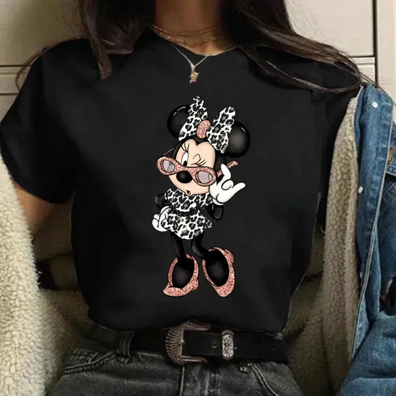 Fashion Minnie Mouse T-shirt Women\'s Harajuku Clothing Short Sleeve Y2k Tops Minnie Casual Kawaii Female T Shirts Clothes