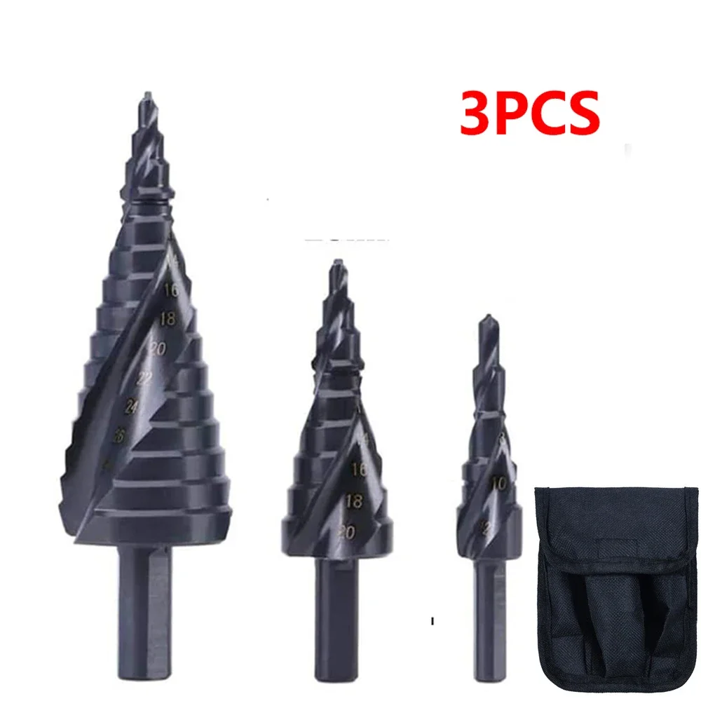 

3PCS 4-32mm HSS Cobalt Step Drill Bit Set Nitrogen High Speed Steel Spiral For Metal Cone Triangle Shank Hole Metal drills