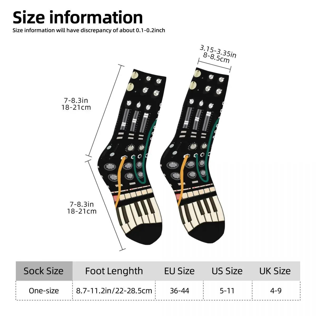 Funny Happy Men's Socks Producer And Electronic Vintage Harajuku Music Notes Hip Hop Casual Crew Crazy Sock Gift Pattern Printed