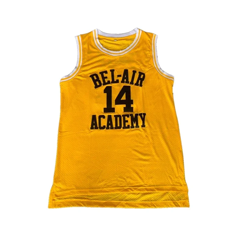 Jersey de basquete para homens, Will Smith No. 14, Academia Bel-Air, NO.25, Banco de papelão, preto, amarelo, verde, colete universitário