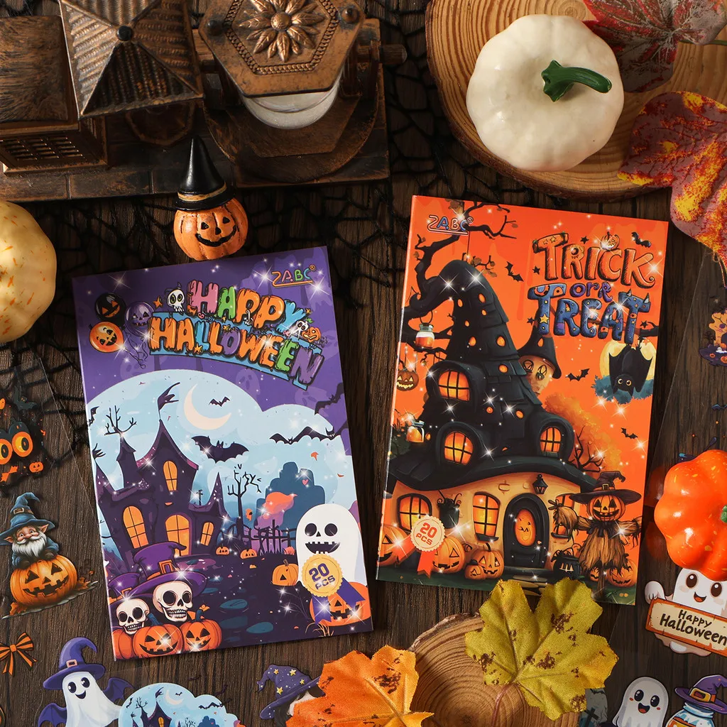 Journamm 20 Blatt Scrapbook-Aufkleber, Halloween-Serie, Scrapbooking, Junk-Journal, Basteln, Verzierung, Dekoration, Tagebuch-Aufkleber