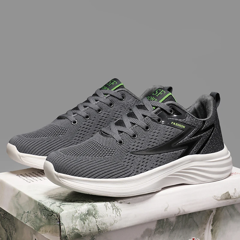 2024 New Casual Sneaker Men Shoes Knit Flexible Running Sports Trainer Footwear Walking Fashion Autumn Men Shoes 