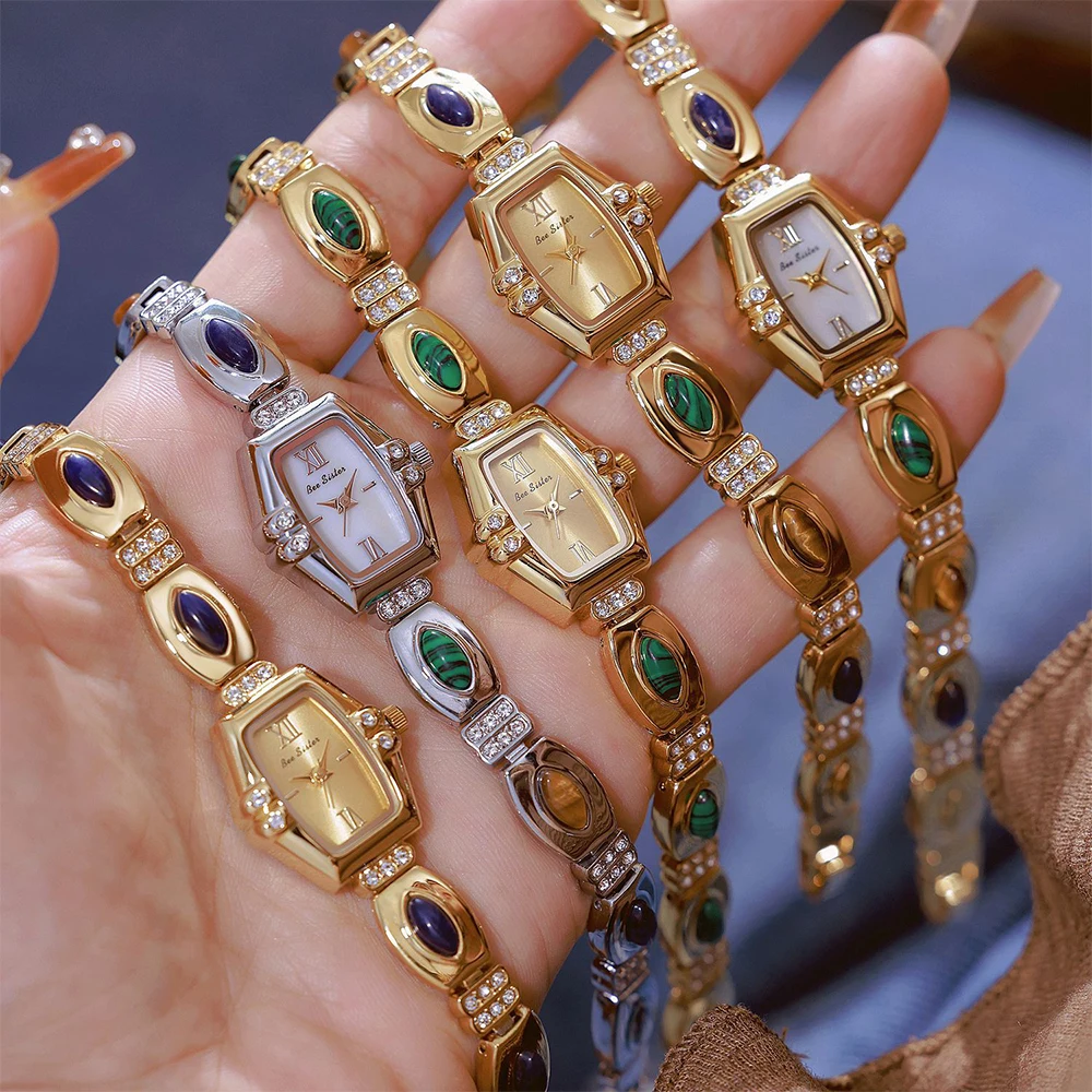 BS Bee Sister Fashion Quartz Women Watches Tonneau Dial Alloy Luxury Vintage Watch For Woman New Gifts