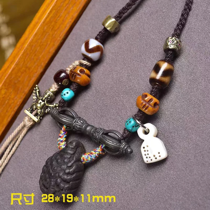 Niangla Wipe Pendant Sweater Chain Agate Tiger Teeth Beads Bone Handmade Braided Rope Necklace