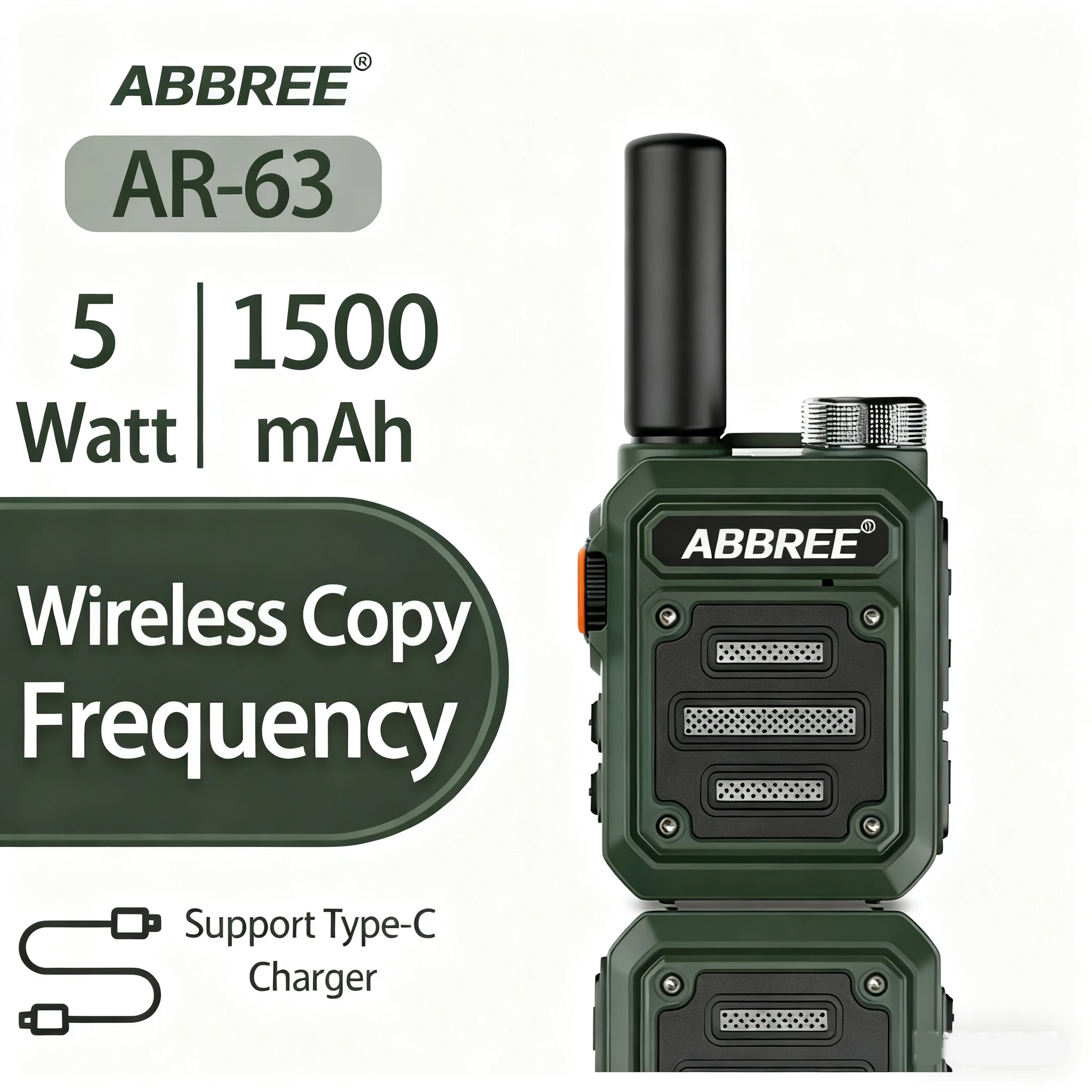 

ABBREE AR-63 Walkie Talkie Портативное УВЧ-радио Беспроводное копирование частоты Зарядное устройство типа C для гостиничного бизнеса Радиолюбительская радиостанция
