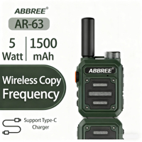ABBREE AR-63 Walkie Talkie Portable UHF Radio Wireless Copy Frequency Long range Type-C Charger for Hotel Business Ham Radio