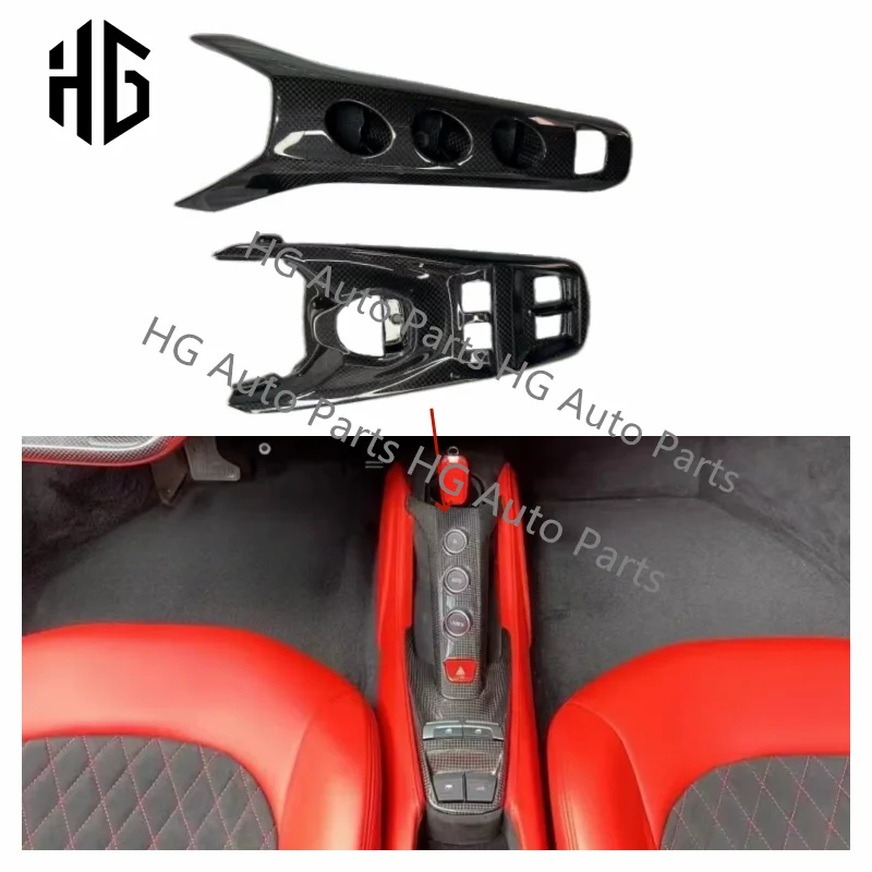 Dry Carbon Fiber OEM Style Car Central Control Button Cover For Ferrari 488 GTB/Spider LHR Central Contro Interior Accessories