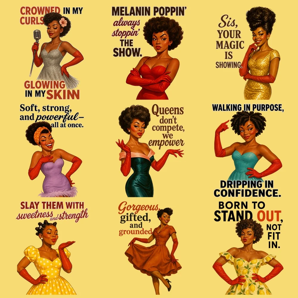 

9PCS DIY iron on transfers, 18cm/7.09in, Empowerment Confidence Beauty, Easy Heat Transfer for Clothing, T-Shirts, Jeans