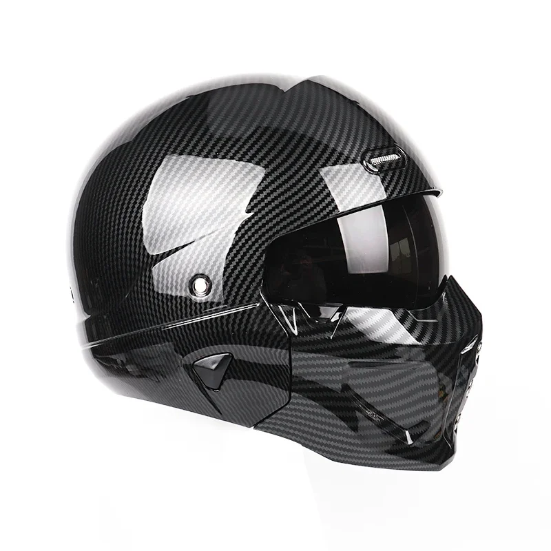 

Motorcycle Vintage Helmet Black Combination Helmet Full Helmet Half Helmet Cruising Helmet Motorcross One More Clear Lens Gift