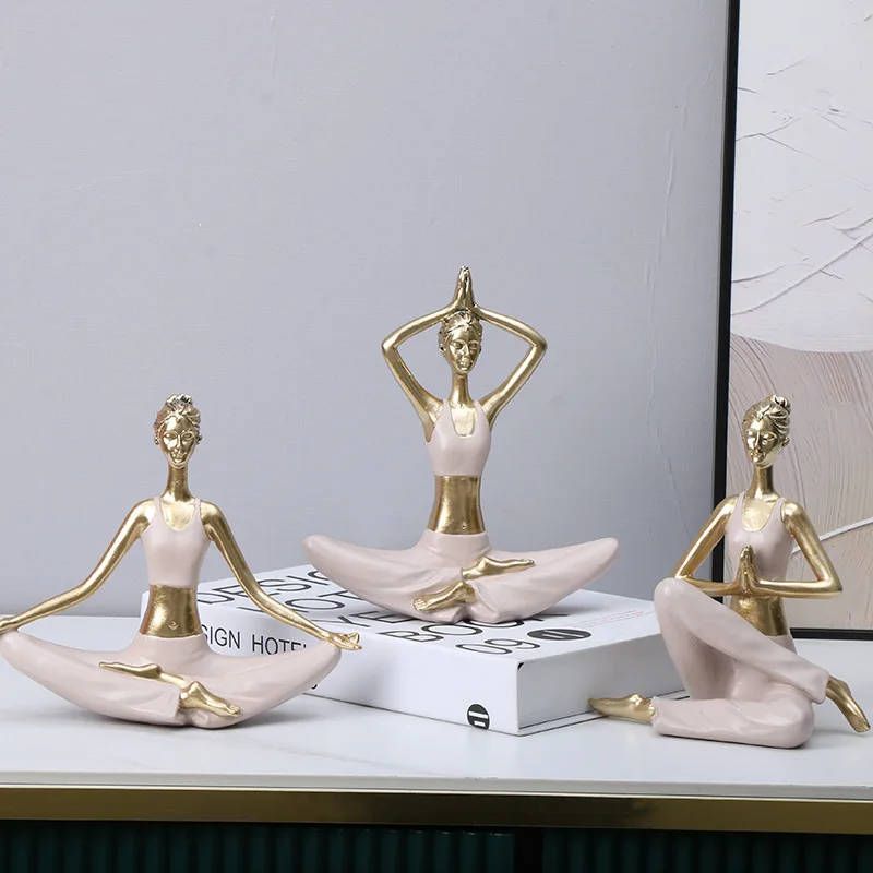 

Painting Yoga Girl Statue Crafts Desk Decoration Yoga Sports Figure Sculpture Decoration Room Aesthetics Home Decoration