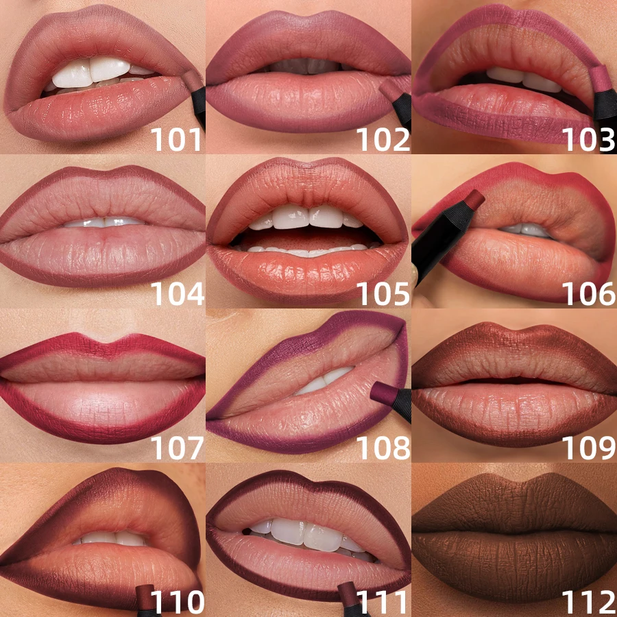 1PC 방수 매트 립 라이너 컨투어 립 인 쉐이드 립스틱 오랫동안 지속되는 스틱 컵 하이 드레이팅 립 메이크업 12 색 선물