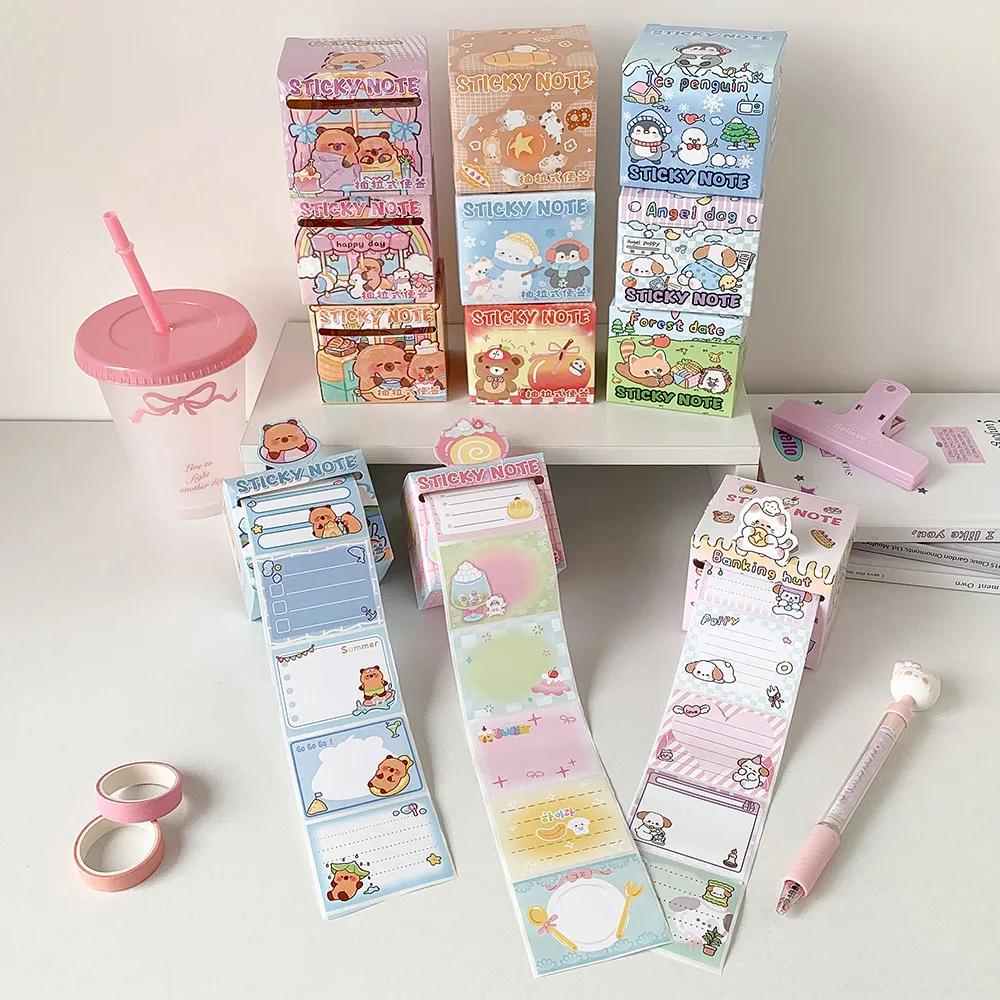 كارتون لطيف قابل للسحب ملاحظة الوسادة صندوق الطالب المحمولة سؤال خاطئ تصحيح ملاحظات لاصقة ملصقات حساب اليد لزجة #4