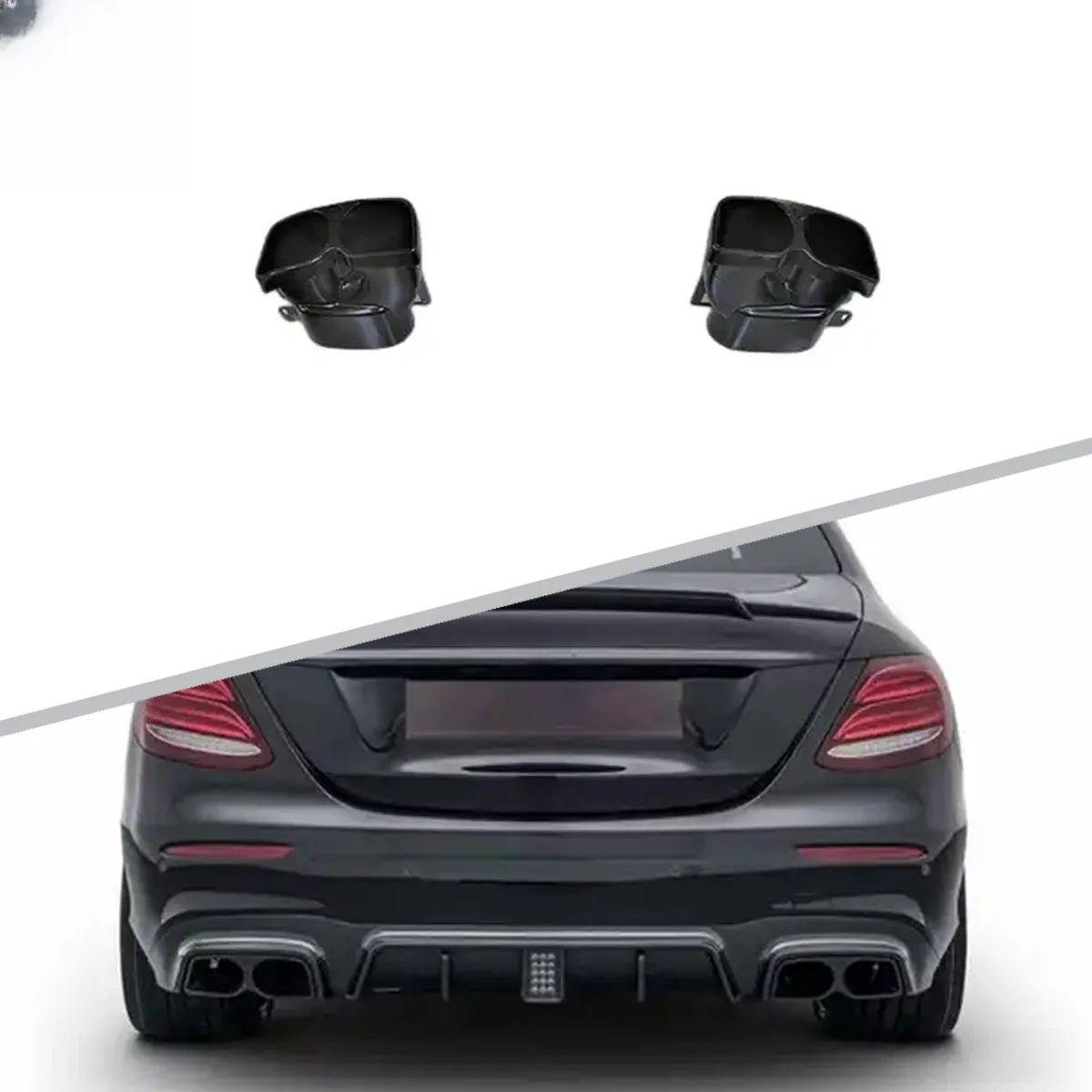 For BENZ W213 2017+ High Quality BRS Style Stainless Steel Black Car Rear Bumper Tail Pipe