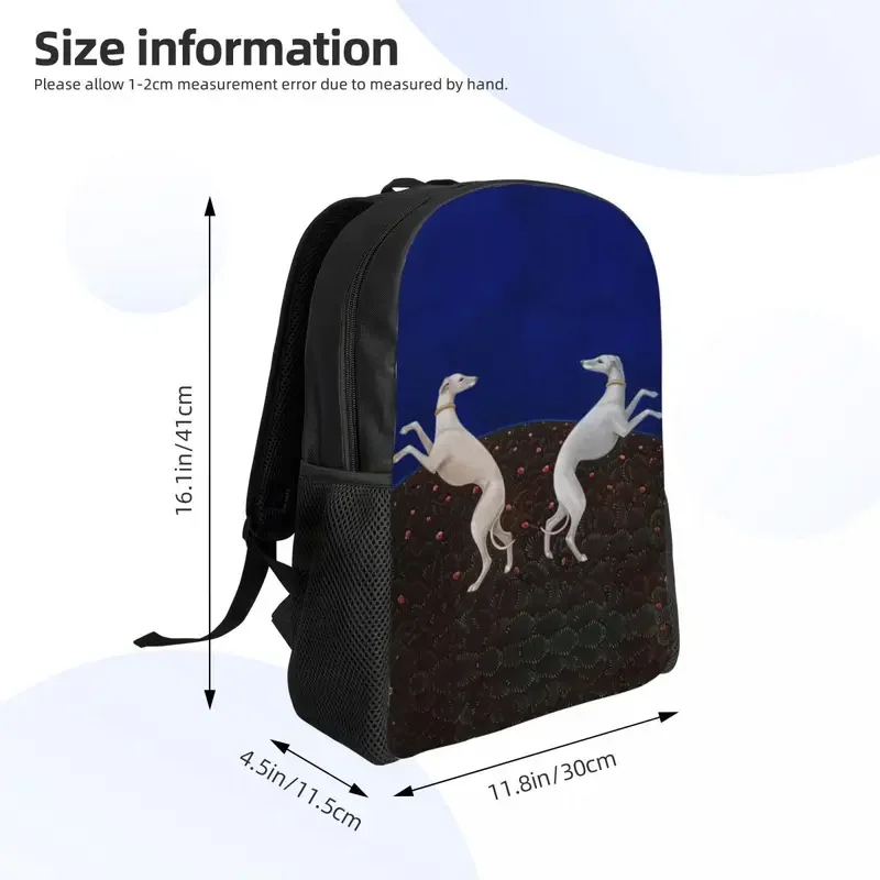 Greyhound Whippet Dog Mochilas para Meninas, Cute Squirrel Animal School Bag, Sacos De Viagem Da Faculdade, Bookbag Fits, 15 "Laptop