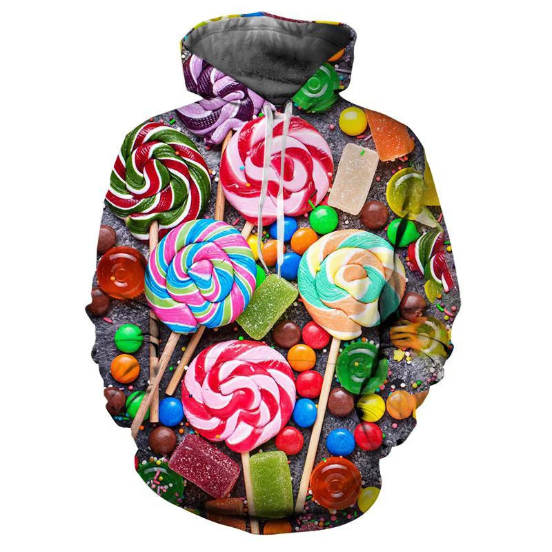 Candy Lollipop 3D Printed Hoodie For Men Fashion Women Long Sleeves Pullovers Oversized Spring Autumn Sweatshirt Kids Hoodies