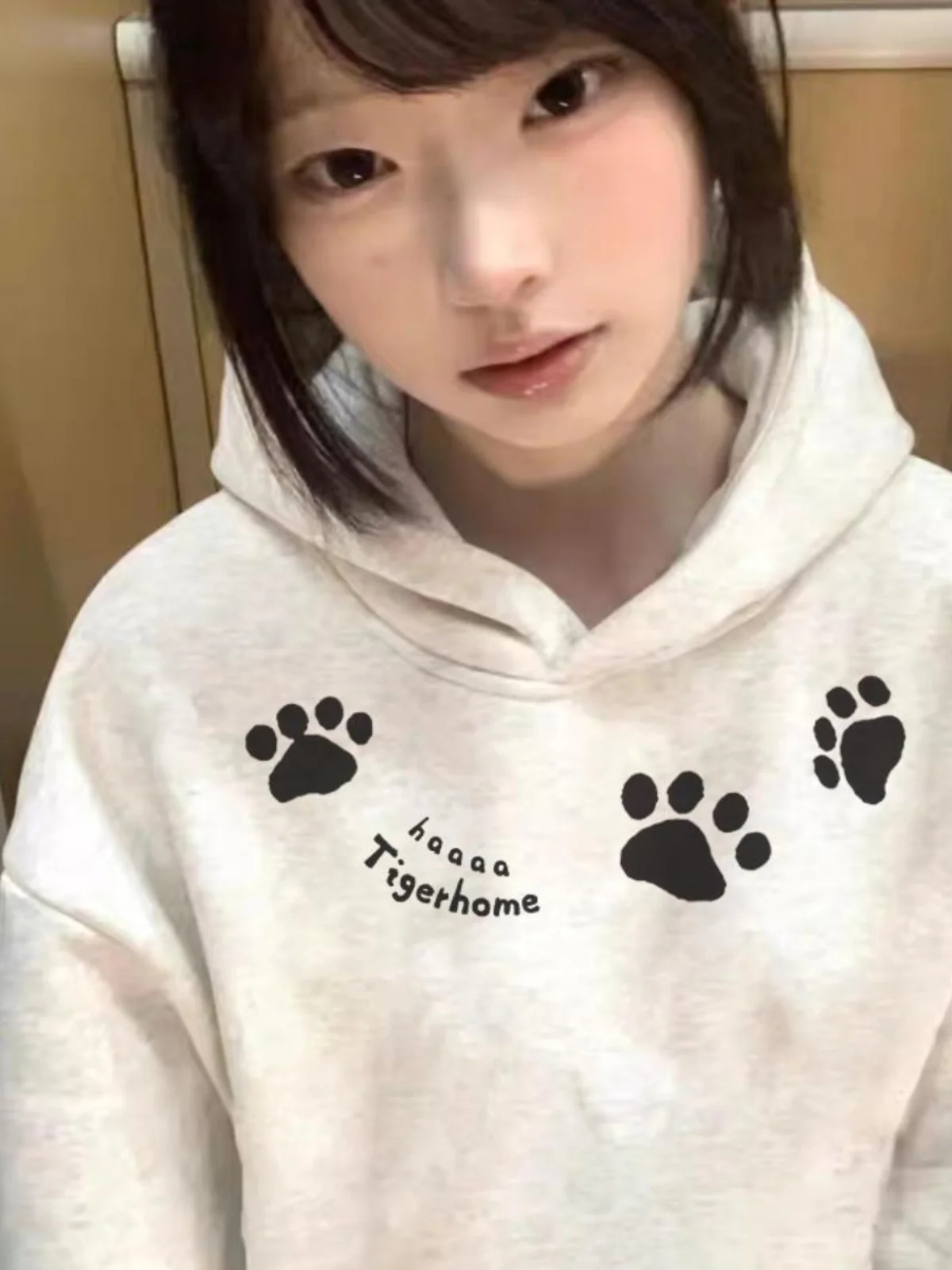 Oversize Hoodie Damen Thiened Fce Dog Paw Print Sweatshirt Herbst Winter New Sle Trendy Casual Oberbekleidung