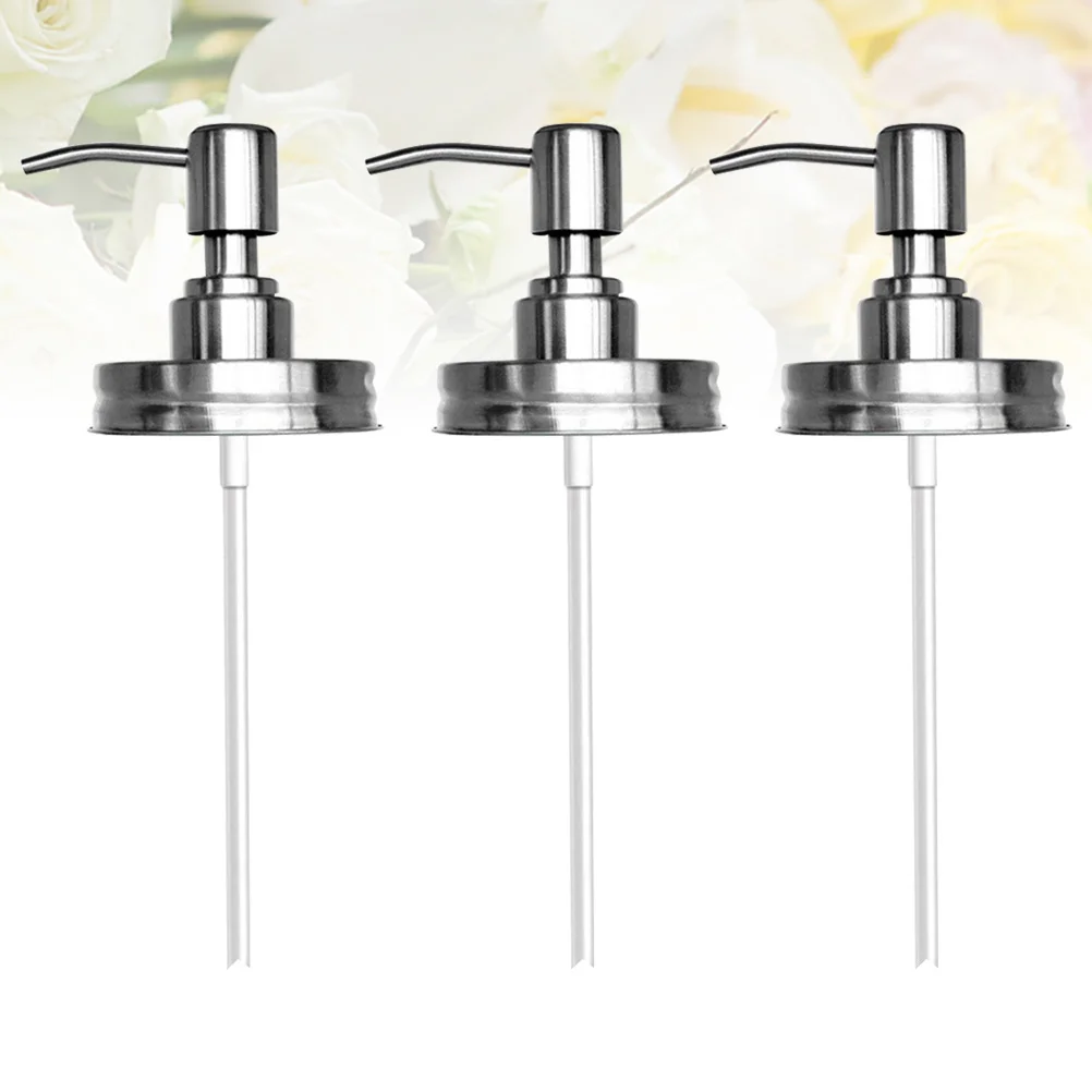 

3Pcs Stainless Steel Pump Head Bottle Replacement Press Pump Long Nozzle for Soap Lotion Handwash Mason Jar Dispenser
