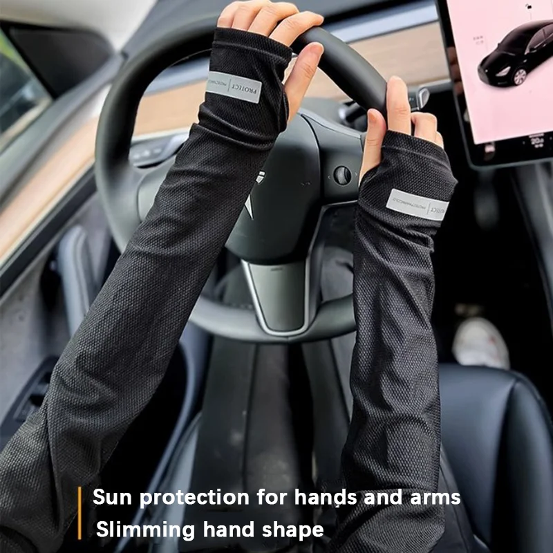 UV Solar Arm Sleeves Men Cycling Gloves Hand Long Sleeves Driving Arm Cover Summer Woman Cool Muff Sun Protection Motorcyclist