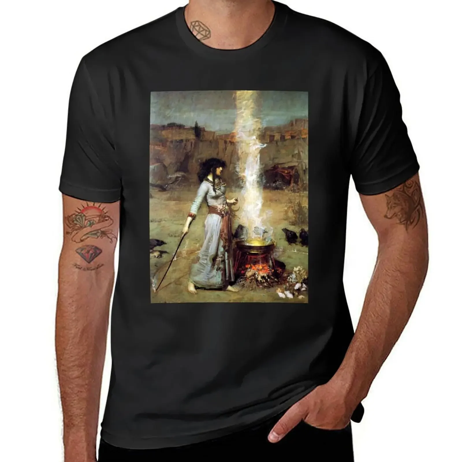 The Magic Circle - John William Waterhouse T-Shirt shirts graphic tops custom t shirt t shirt men 100℅ cotton