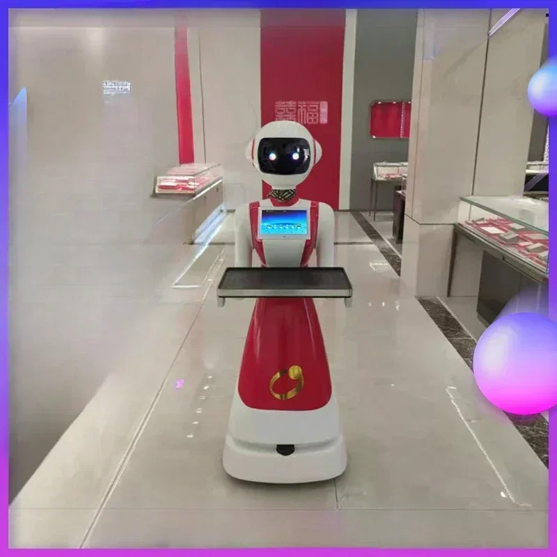 Intelligent restaurant robot waiter Hotel robot for delivering food, serving food, welcoming guests, catering and delivering