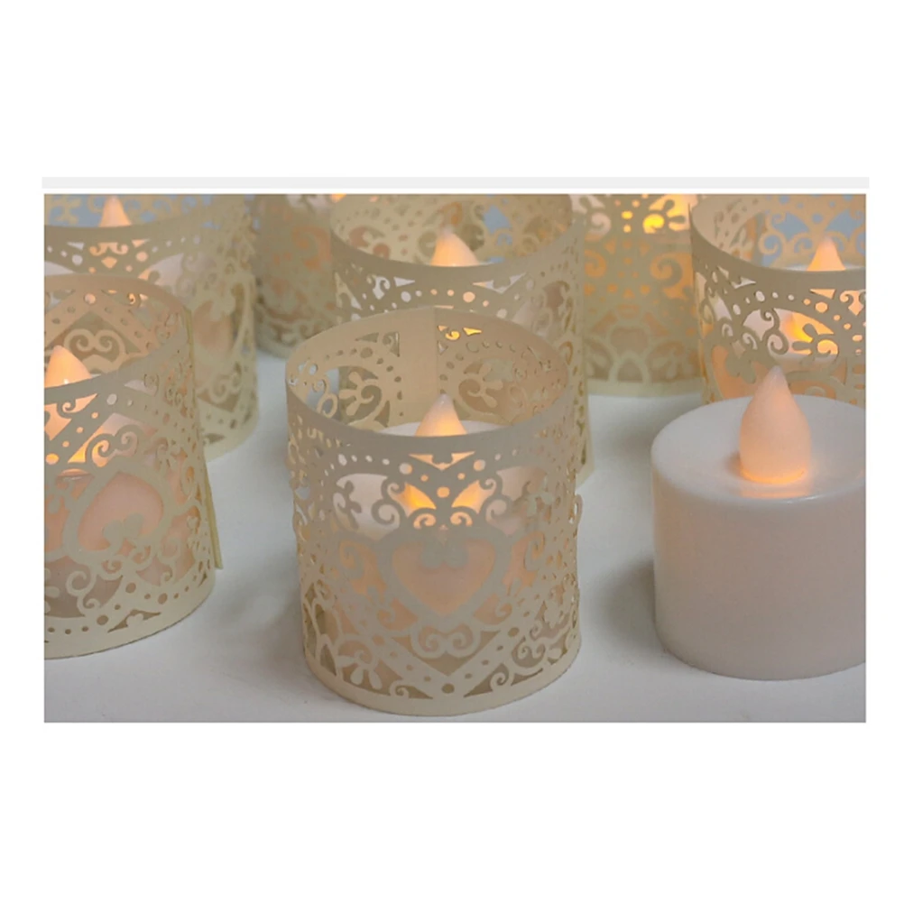 

50pcs Love Lampshade Wrap Hollow Floral Lace Wrapper Wedding Birthday Party Decoration Candles Easy Assembly Lamp