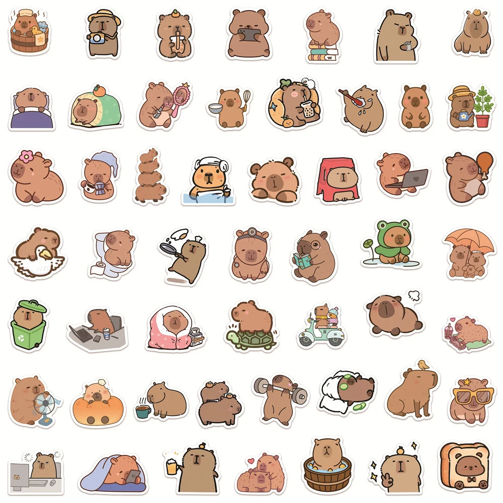 10/30/50pcs Animale Sveglio Capibara Adesivi Kawaii Del Fumetto Decalcomanie Per Bambini Giocattoli Cassa Del Telefono Del Computer Portatile Frigo Scrapbook Decorazione adesivo
