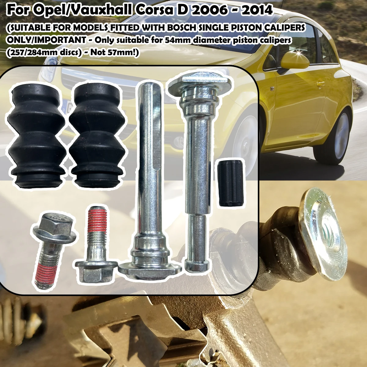 Front Brake Caliper Slider Guide Pins Bolt Kit For Opel/Vauxhall Corsa D 06-2014 Left Right Disc Housing Bellows Sleeve Bushing